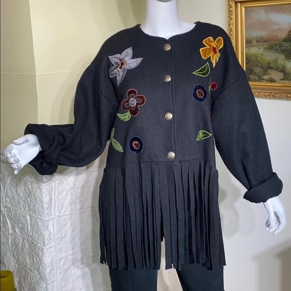 Vintage Le Chateau fringed appliqué jacket - Picture 6 of 9